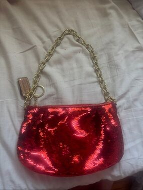 Coach Poppy Occasion Sequin Pouch with Gold Chain - Women